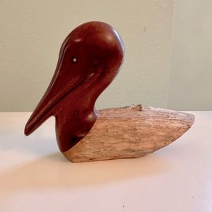 Adorable Handmade Wooden Pelican Decor - Brand new with tags!